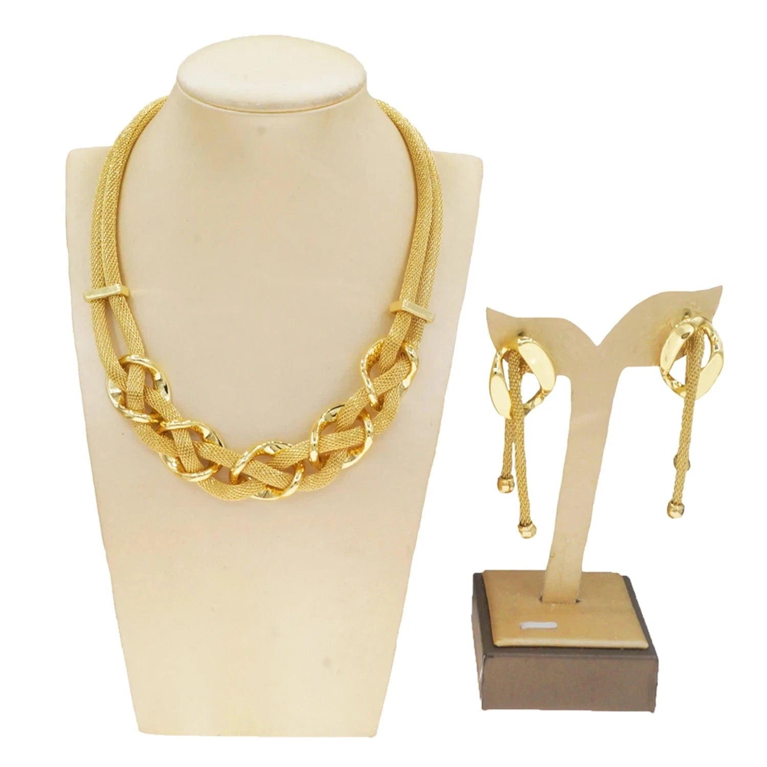 HV007035 Braid Classical Style Dubai Jewelry Set Nice Quality African Jewelry For Woman 24 K Gold Plated Factory Supply Jewels Necklace