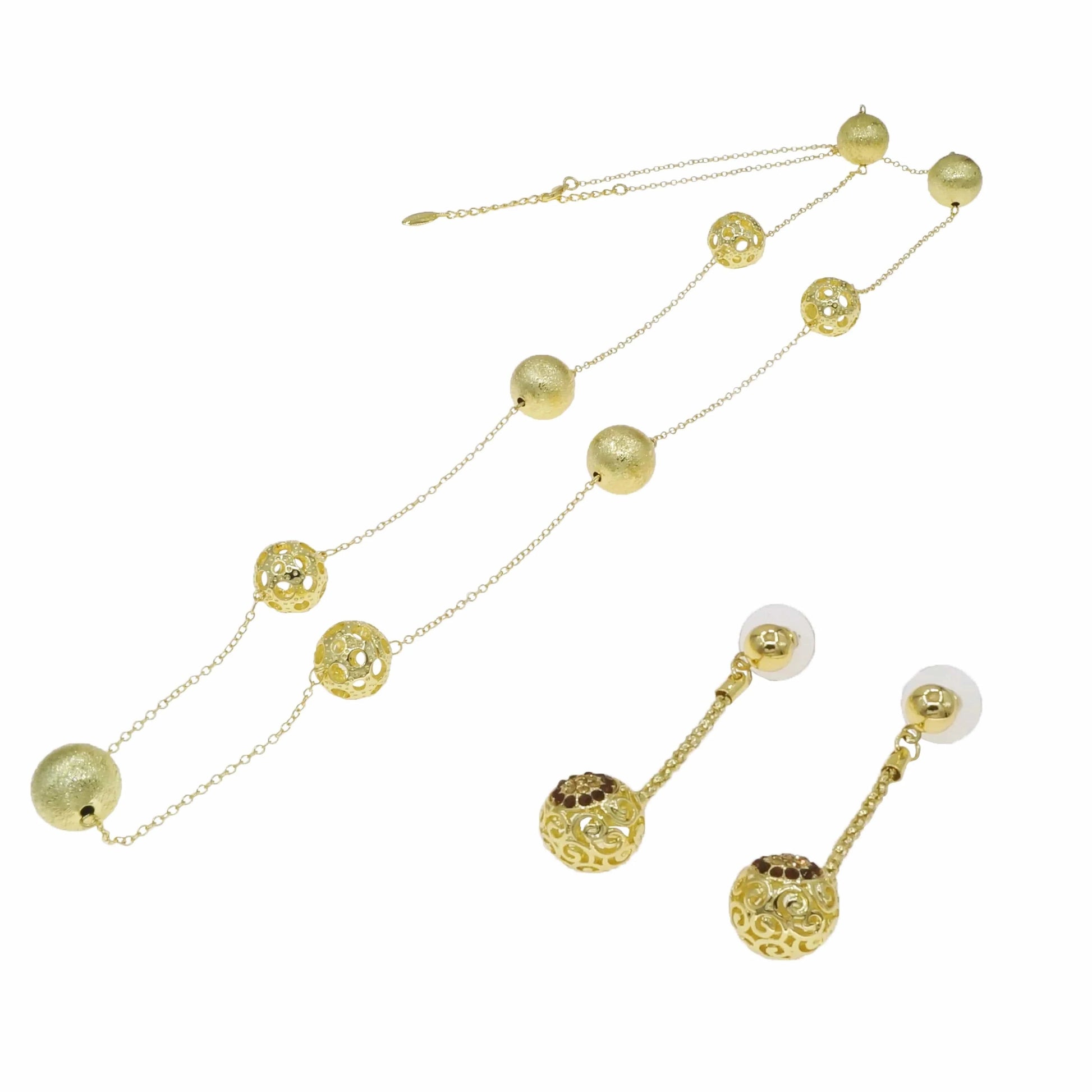 HV2302525 Ball Design Long Chain Dubai Jewelry Set  Fashionable Sweater Chain Jewelry 24 K Gold Plated Long Chain Jewelry For Women