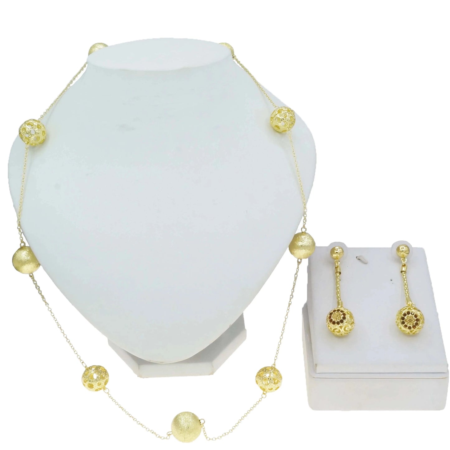 HV2302525 Ball Design Long Chain Dubai Jewelry Set  Fashionable Sweater Chain Jewelry 24 K Gold Plated Long Chain Jewelry For Women