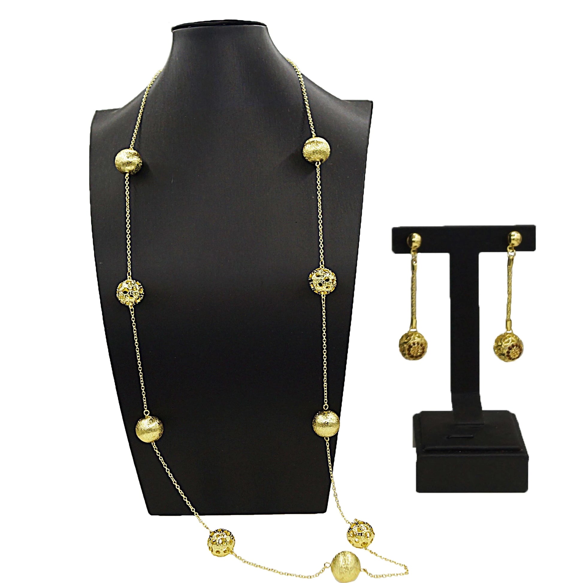 HV2302525 Ball Design Long Chain Dubai Jewelry Set  Fashionable Sweater Chain Jewelry 24 K Gold Plated Long Chain Jewelry For Women