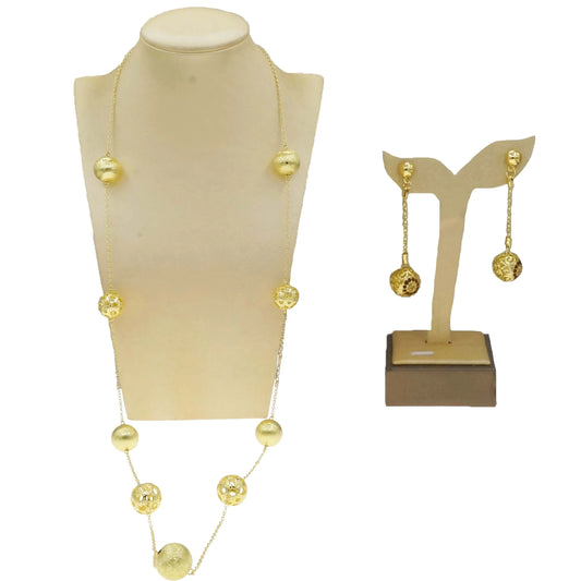 HV2302525 Ball Design Long Chain Dubai Jewelry Set  Fashionable Sweater Chain Jewelry 24 K Gold Plated Long Chain Jewelry For Women