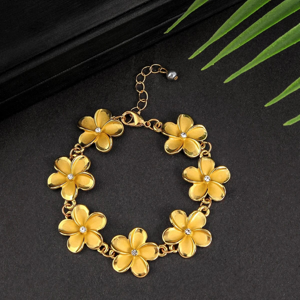 HWB1227 Hawaiian Samoa New Design Gold Plated  Plumeria necklace earring bracelet flowerJewelry Set Women