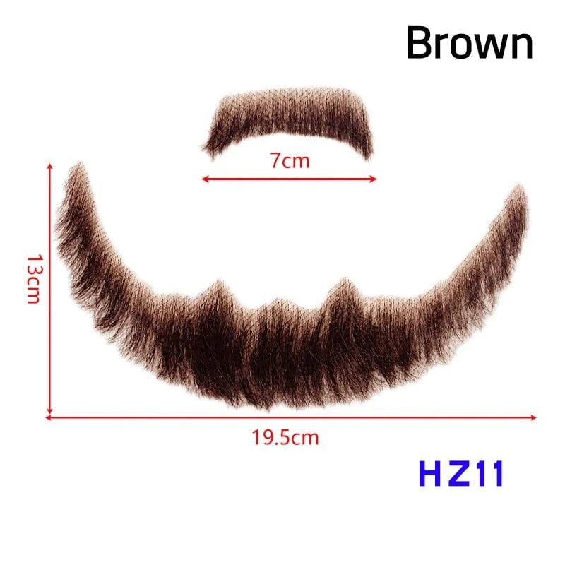 HZ11-brown 100% Virgin Human Hair men fake beard for sale, fake beards and moustaches beard wig for men, men's mustache and head hair wig