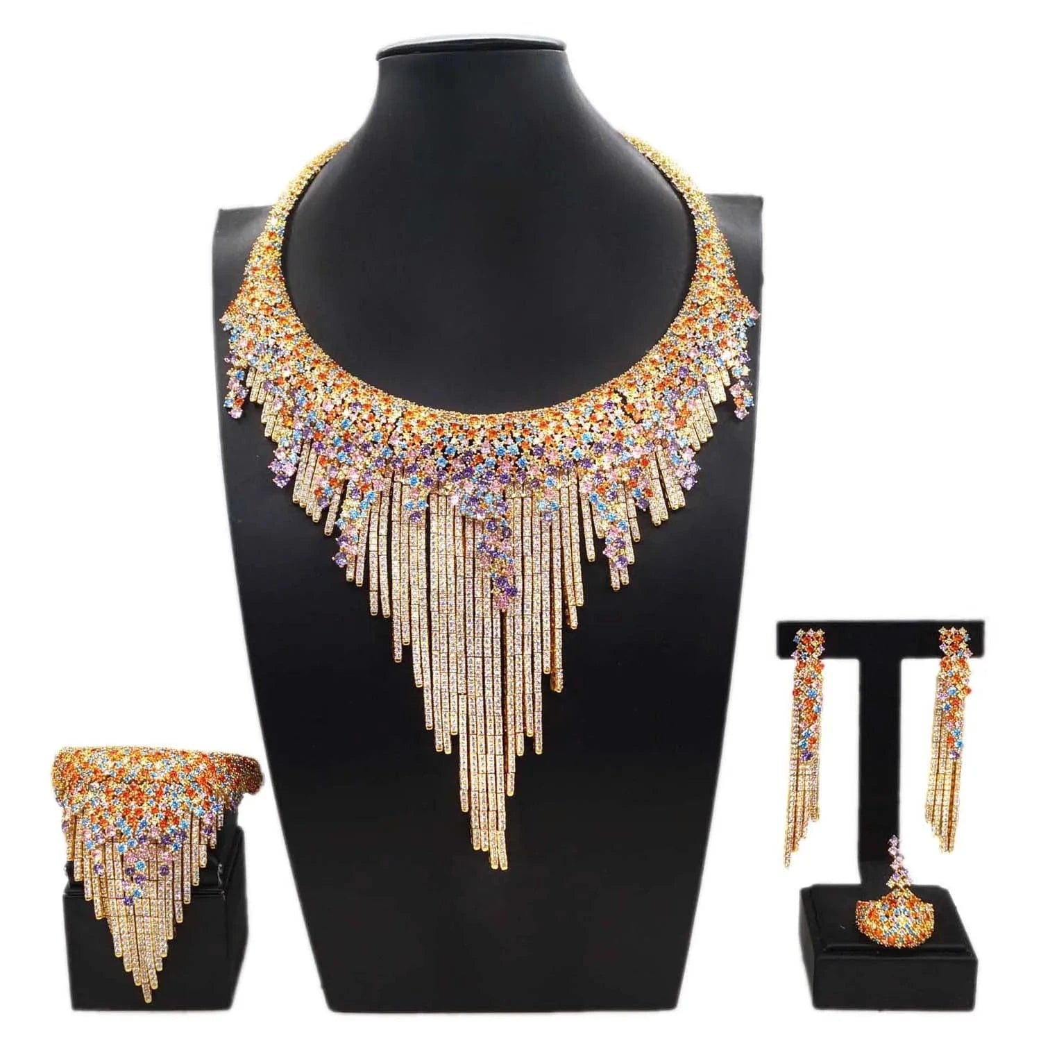HZ23048406 New Fashion Factory Jewelry Sets Gold Zirconia Jewelry Set High Quality Cubic Zirconia Wedding Jewelry For Women