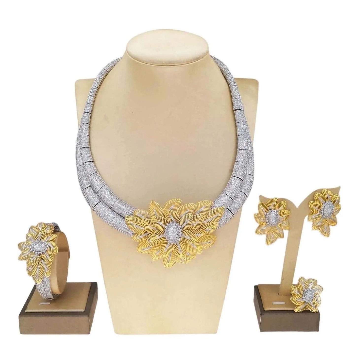 HZ23050210 Nigeria Wedding Jewelry Set Four Piece Bridal Zirconia Dubai Jewelry Sets Luxury 2023 New Fashion Zircon Necklace Set jewelry