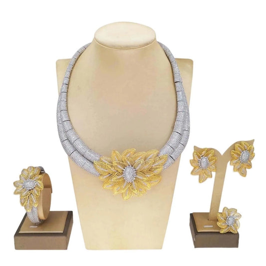 HZ23050210 Nigeria Wedding Jewelry Set Four Piece Bridal Zirconia Dubai Jewelry Sets Luxury 2023 New Fashion Zircon Necklace Set jewelry