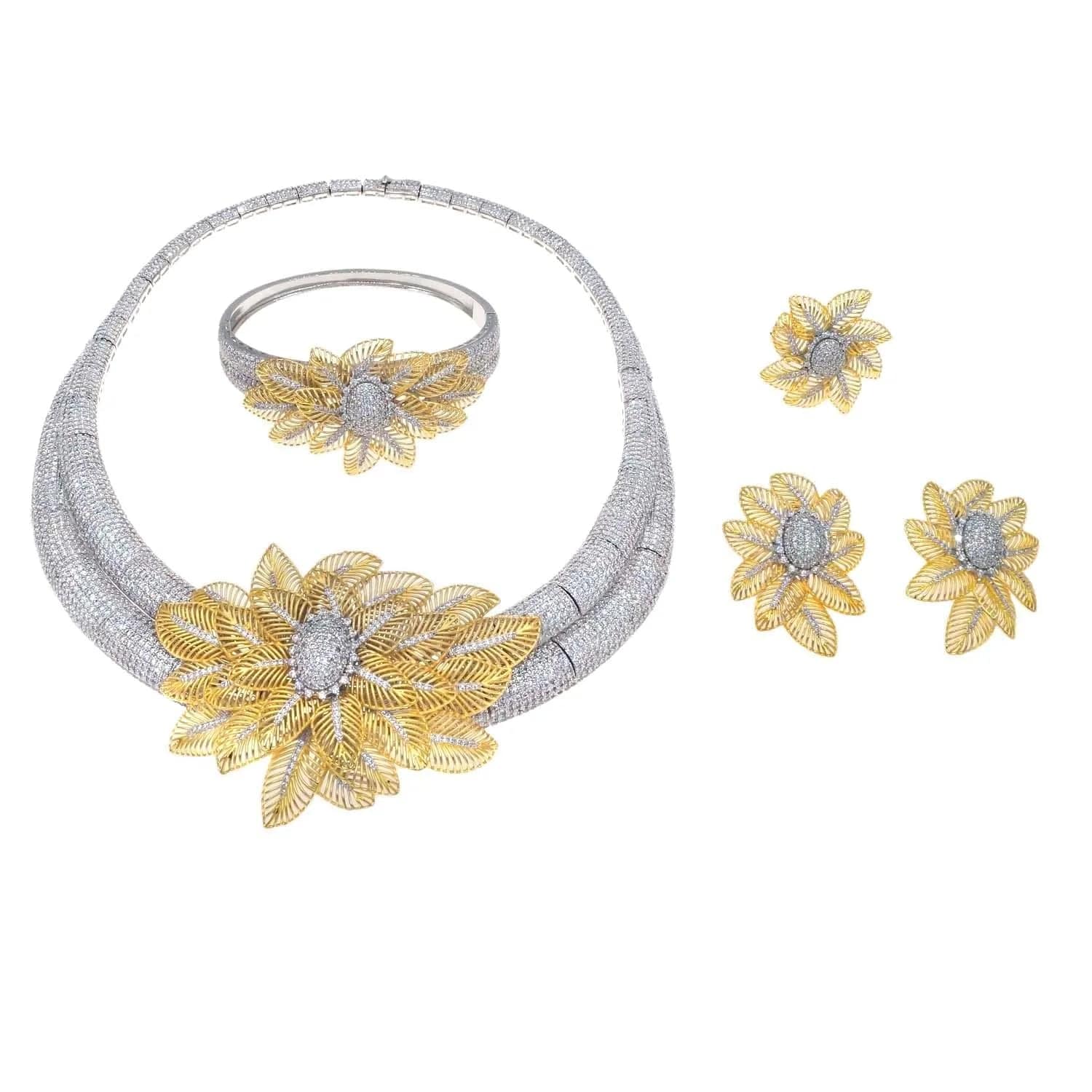 HZ23050210 Nigeria Wedding Jewelry Set Four Piece Bridal Zirconia Dubai Jewelry Sets Luxury 2023 New Fashion Zircon Necklace Set jewelry