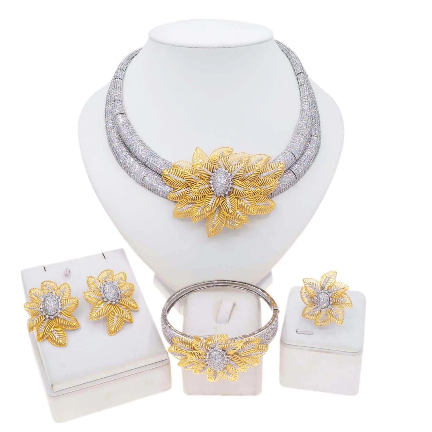 HZ23050210 Nigeria Wedding Jewelry Set Four Piece Bridal Zirconia Dubai Jewelry Sets Luxury 2023 New Fashion Zircon Necklace Set jewelry