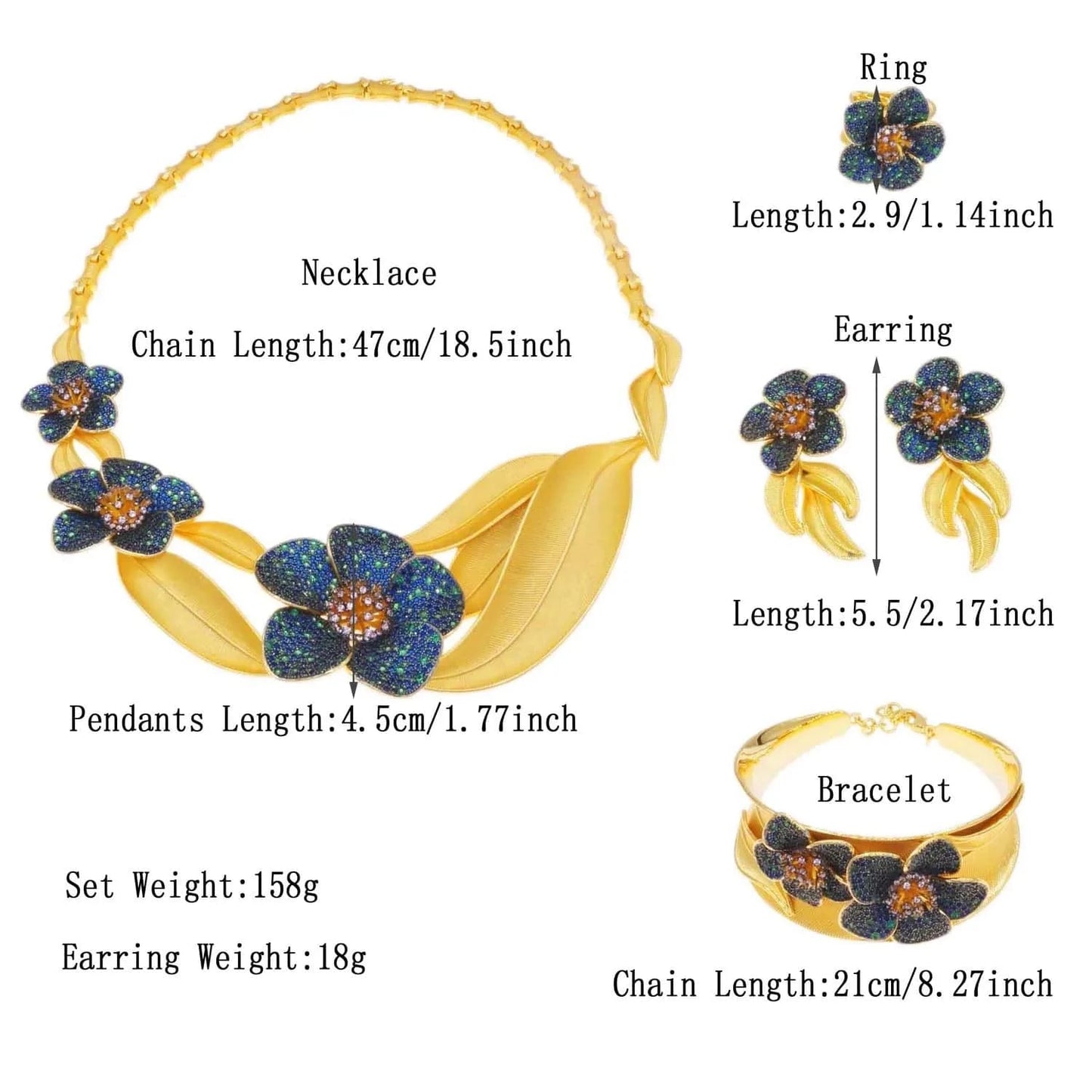 HZ23059212 Wholesale Fashion Flower Zirconia Jewelry Set Luxury Engagement Wedding Necklace Sets 24K Gold 5A Cubic Zircon Jewelry For Women