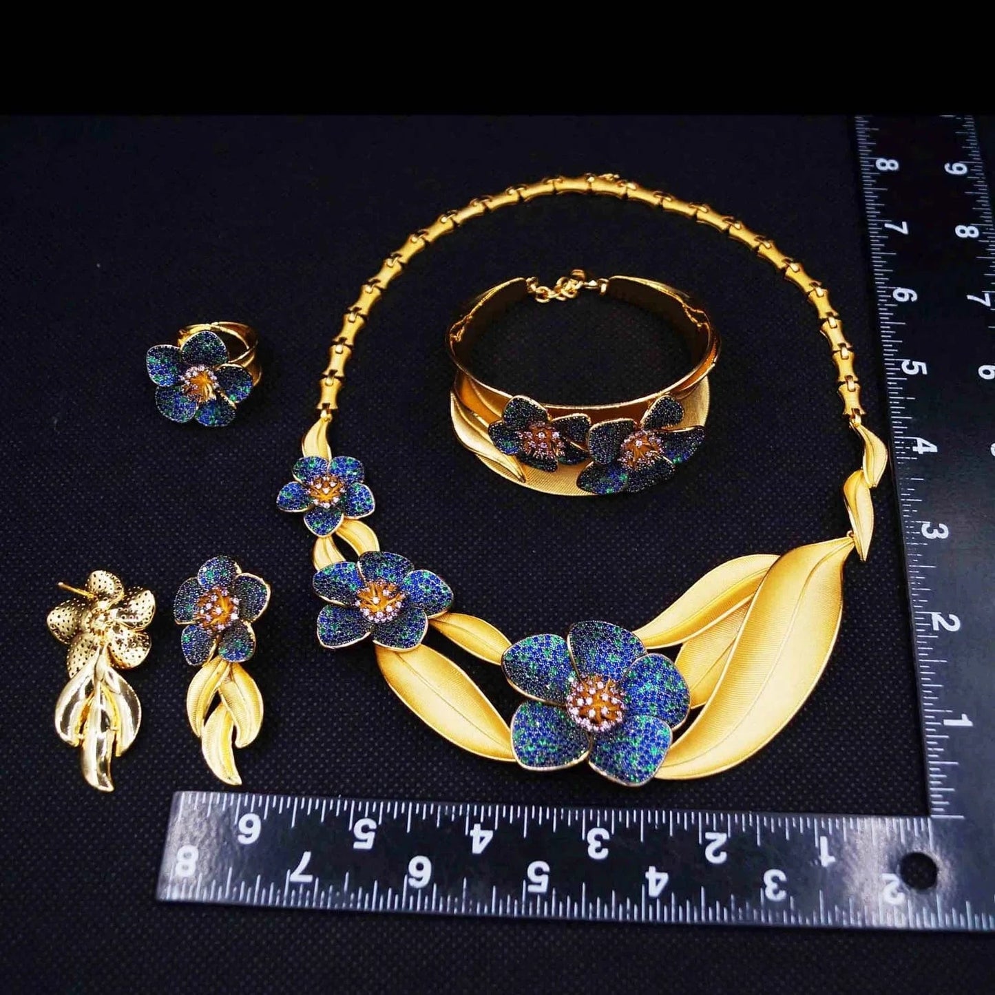 HZ23059212 Wholesale Fashion Flower Zirconia Jewelry Set Luxury Engagement Wedding Necklace Sets 24K Gold 5A Cubic Zircon Jewelry For Women