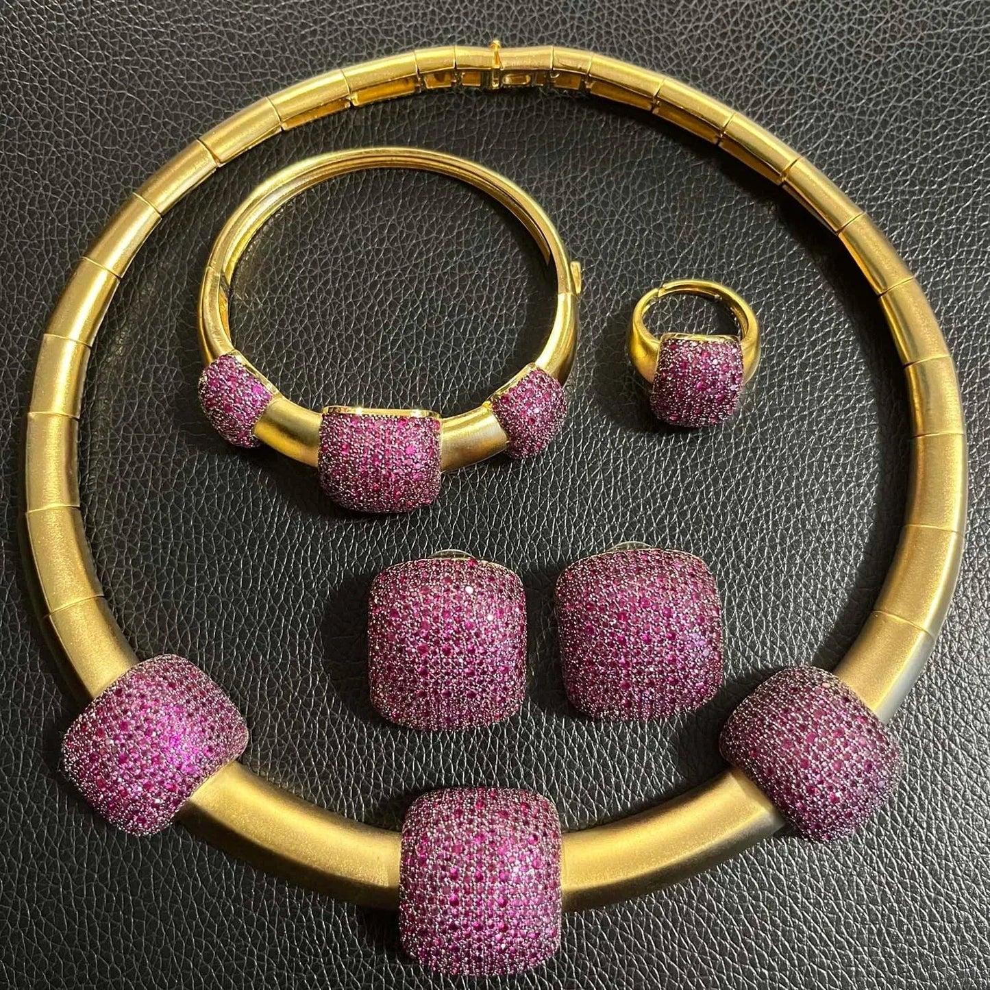 HZ23083209 2023 Trendy Women 24k Gold Plated Jewelry Set High End Colorful Jewelry Zircon Stone Women Charm Cubic Zirconia Necklace Sets