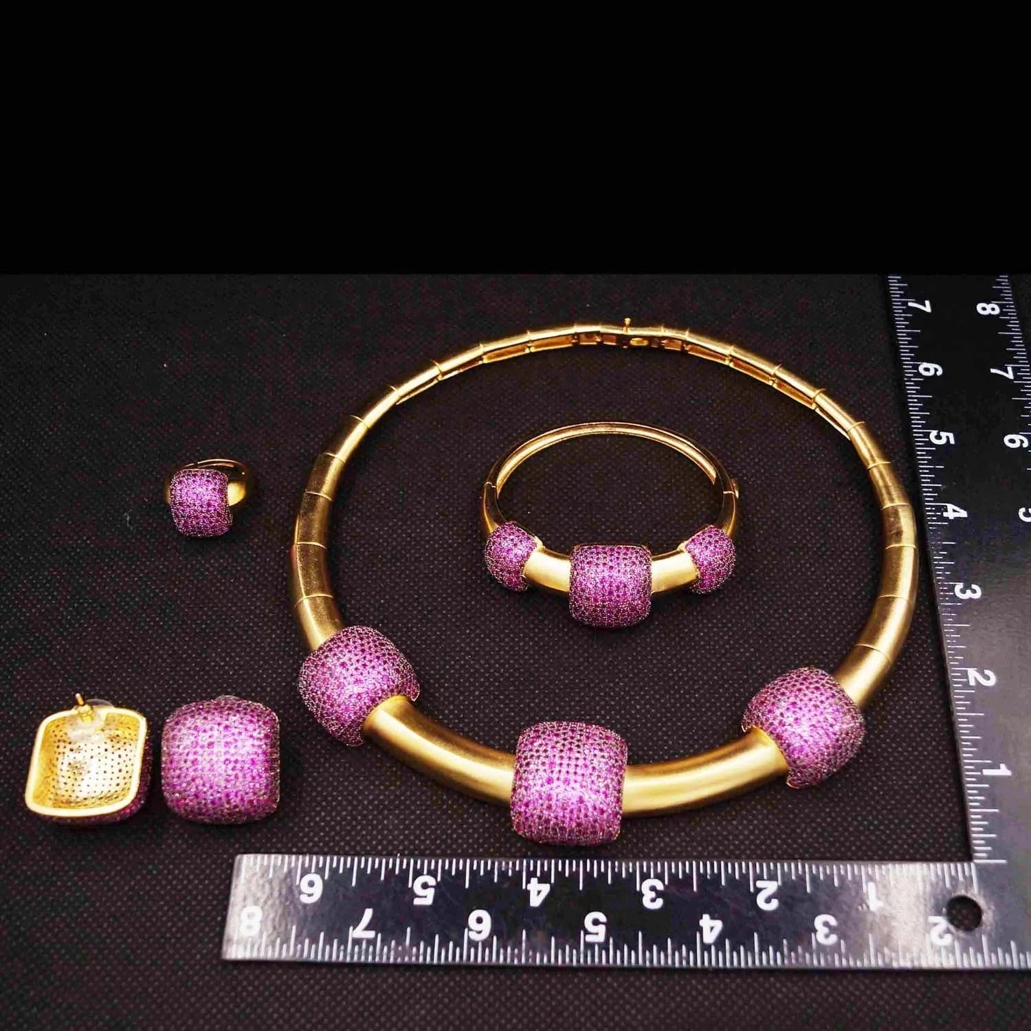 HZ23083209 2023 Trendy Women 24k Gold Plated Jewelry Set High End Colorful Jewelry Zircon Stone Women Charm Cubic Zirconia Necklace Sets