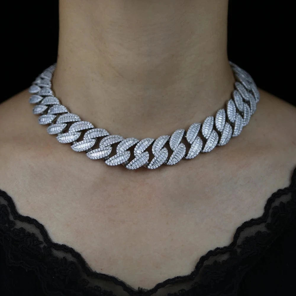 Iced out bling 20mm chunky women cuban link chain choker necklace hip hop 5A cubic zirconia big women collar
