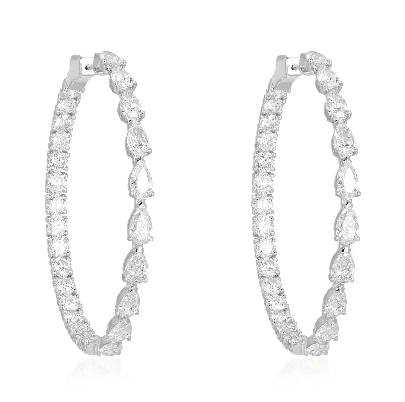 Iced Out Bling Cubic Zirconia Trendy 45mm Women Jewelry Micro Pave CZ Half Water Drop Diamond Big Circle Huggie Hoop Earring