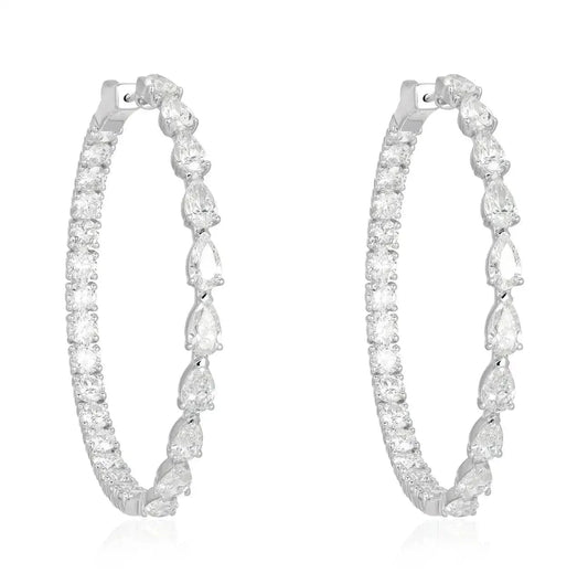 Iced Out Bling Cubic Zirconia Trendy 45mm Women Jewelry Micro Pave CZ Half Water Drop Diamond Big Circle Huggie Hoop Earring