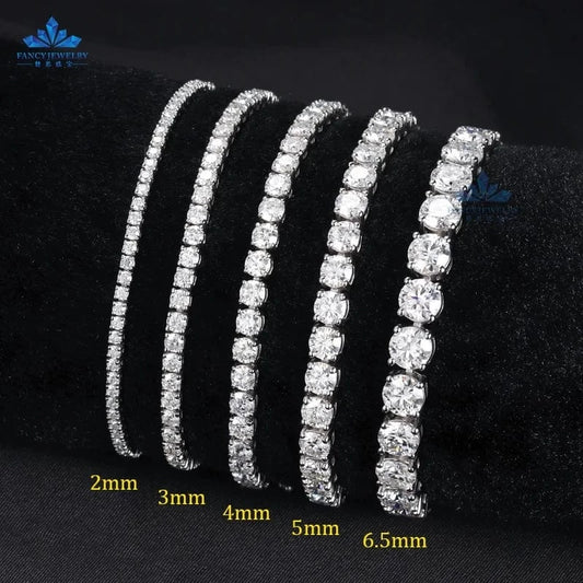 In Stock Hip Hop 925 Silver 2mm 3mm 4mm 5mm 6.5mm 8mm Moissanite Tennis Bracelet Pass Diamond Test Iced Out Moissanite Jewelry
