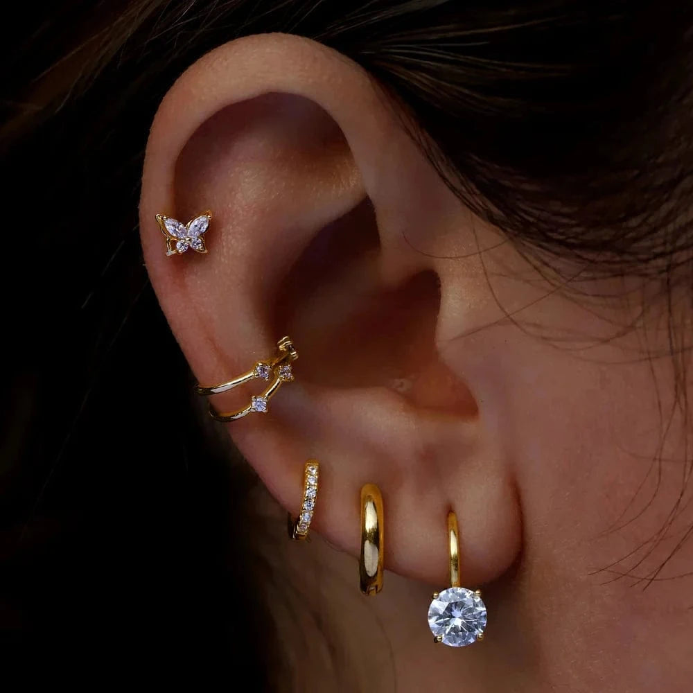 Ins Popular Hoop Earrings Trendy 5A Zircon Big Stone Fine Jewelry For Women 925 Silver Luxury Pendant Earring