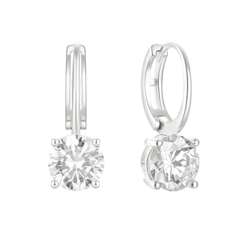 Ins Popular Hoop Earrings Trendy 5A Zircon Big Stone Fine Jewelry For Women 925 Silver Luxury Pendant Earring
