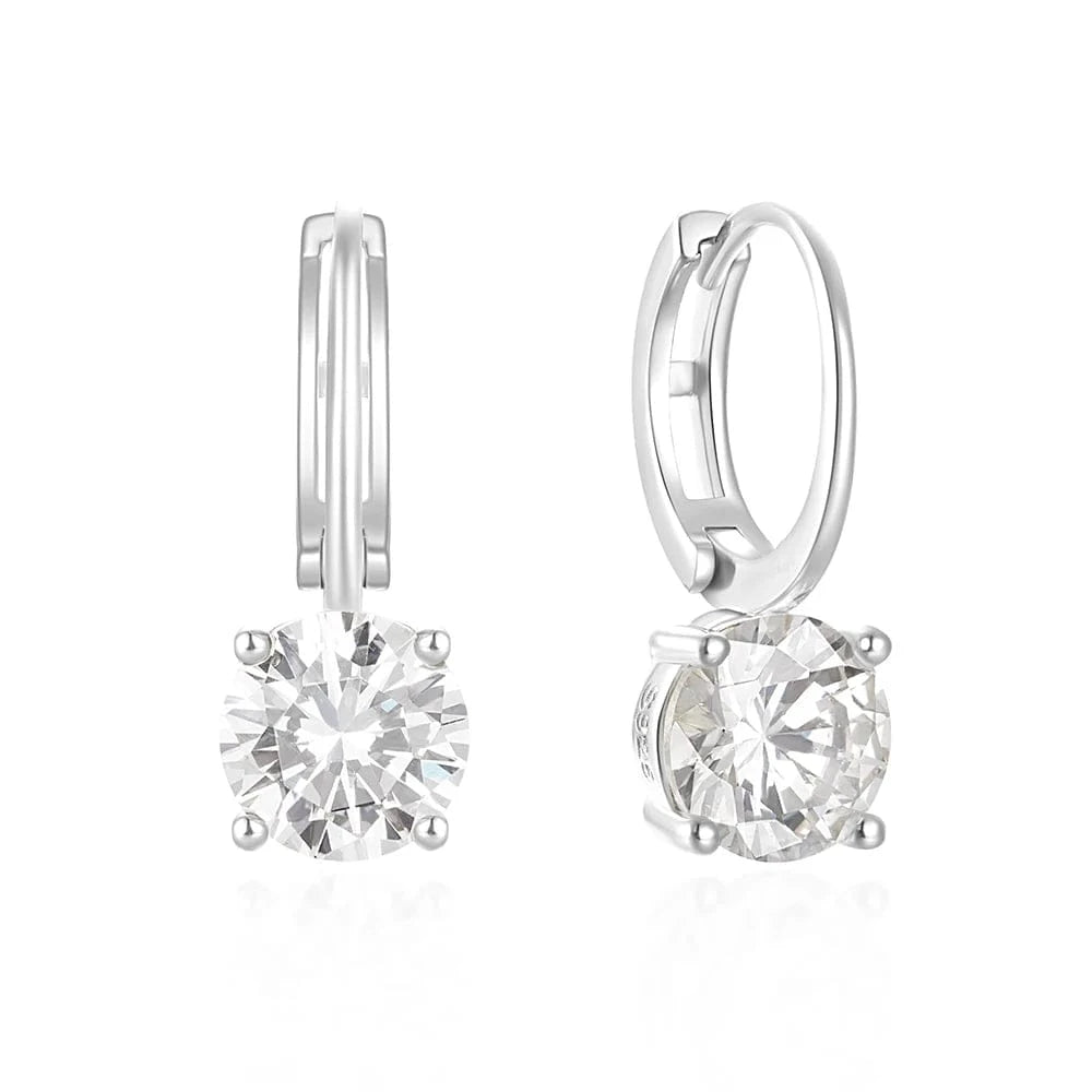 Ins Popular Hoop Earrings Trendy 5A Zircon Big Stone Fine Jewelry For Women 925 Silver Luxury Pendant Earring