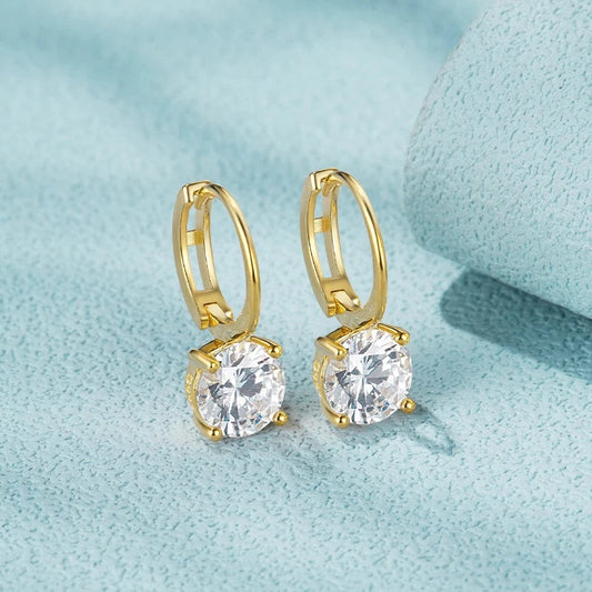 Ins Popular Hoop Earrings Trendy 5A Zircon Big Stone Fine Jewelry For Women 925 Silver Luxury Pendant Earring