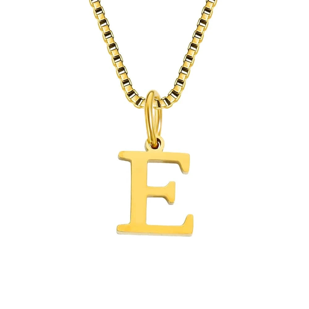 INS Stainless Steel 14K Gold PVD Plated Box Chain 10MM Letter Alphabet Initial Personalized Name Necklace Jewelry For Women