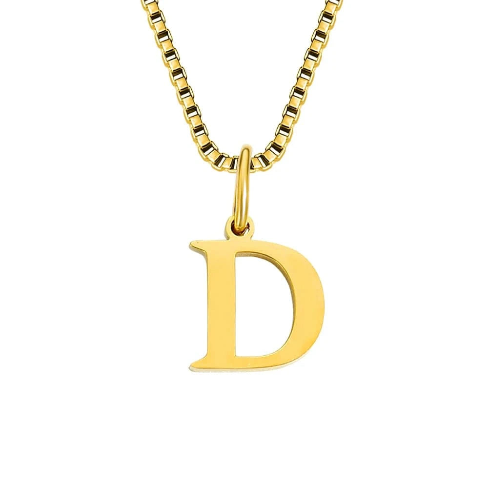 INS Stainless Steel 14K Gold PVD Plated Box Chain 10MM Letter Alphabet Initial Personalized Name Necklace Jewelry For Women