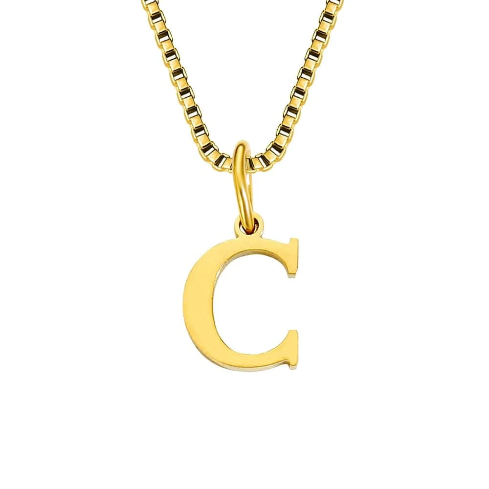 INS Stainless Steel 14K Gold PVD Plated Box Chain 10MM Letter Alphabet Initial Personalized Name Necklace Jewelry For Women