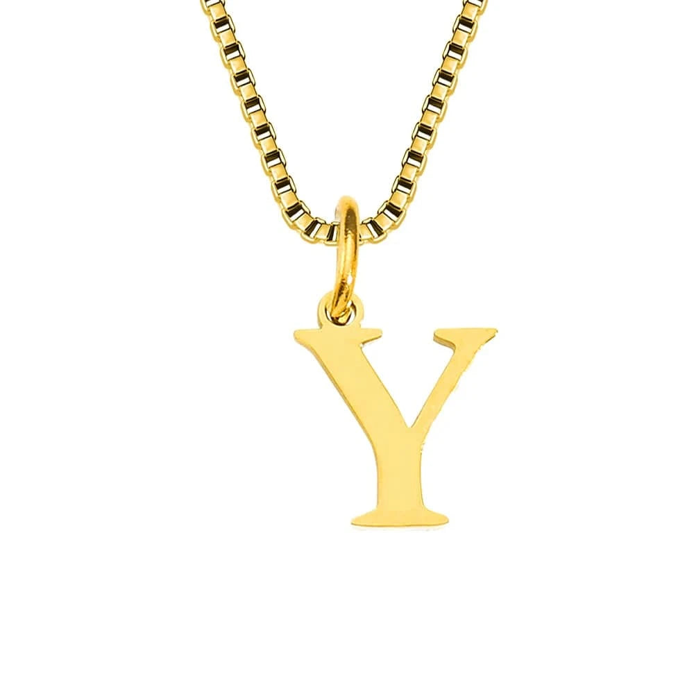 INS Stainless Steel 14K Gold PVD Plated Box Chain 10MM Letter Alphabet Initial Personalized Name Necklace Jewelry For Women