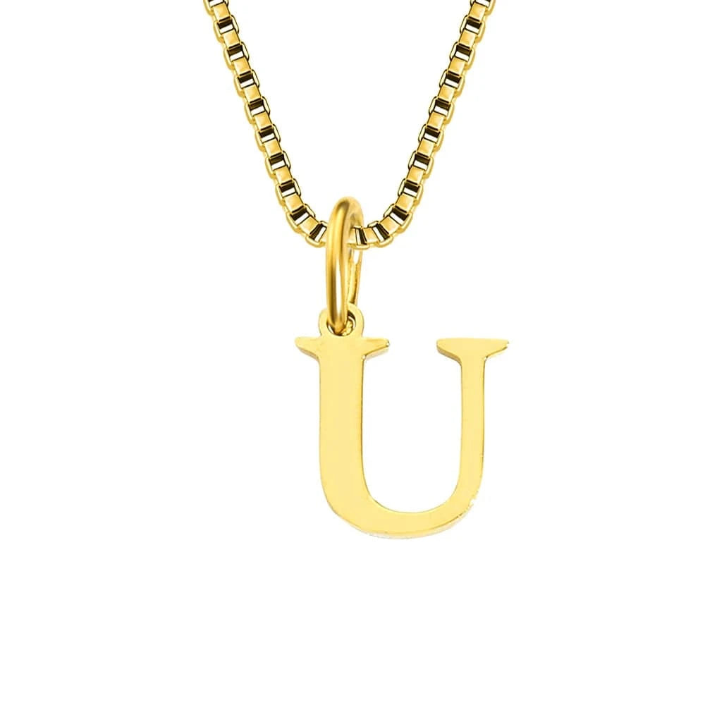 INS Stainless Steel 14K Gold PVD Plated Box Chain 10MM Letter Alphabet Initial Personalized Name Necklace Jewelry For Women