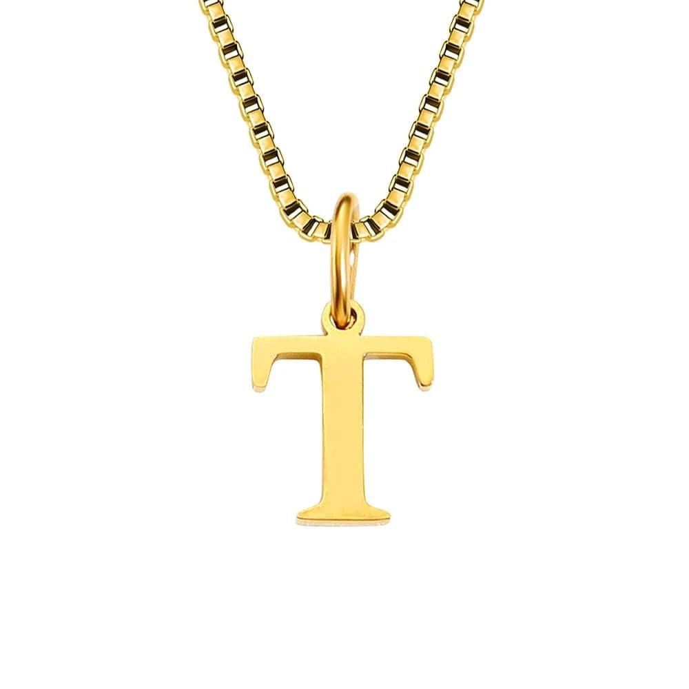 INS Stainless Steel 14K Gold PVD Plated Box Chain 10MM Letter Alphabet Initial Personalized Name Necklace Jewelry For Women