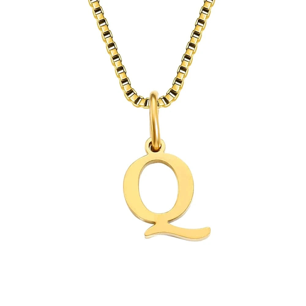 INS Stainless Steel 14K Gold PVD Plated Box Chain 10MM Letter Alphabet Initial Personalized Name Necklace Jewelry For Women