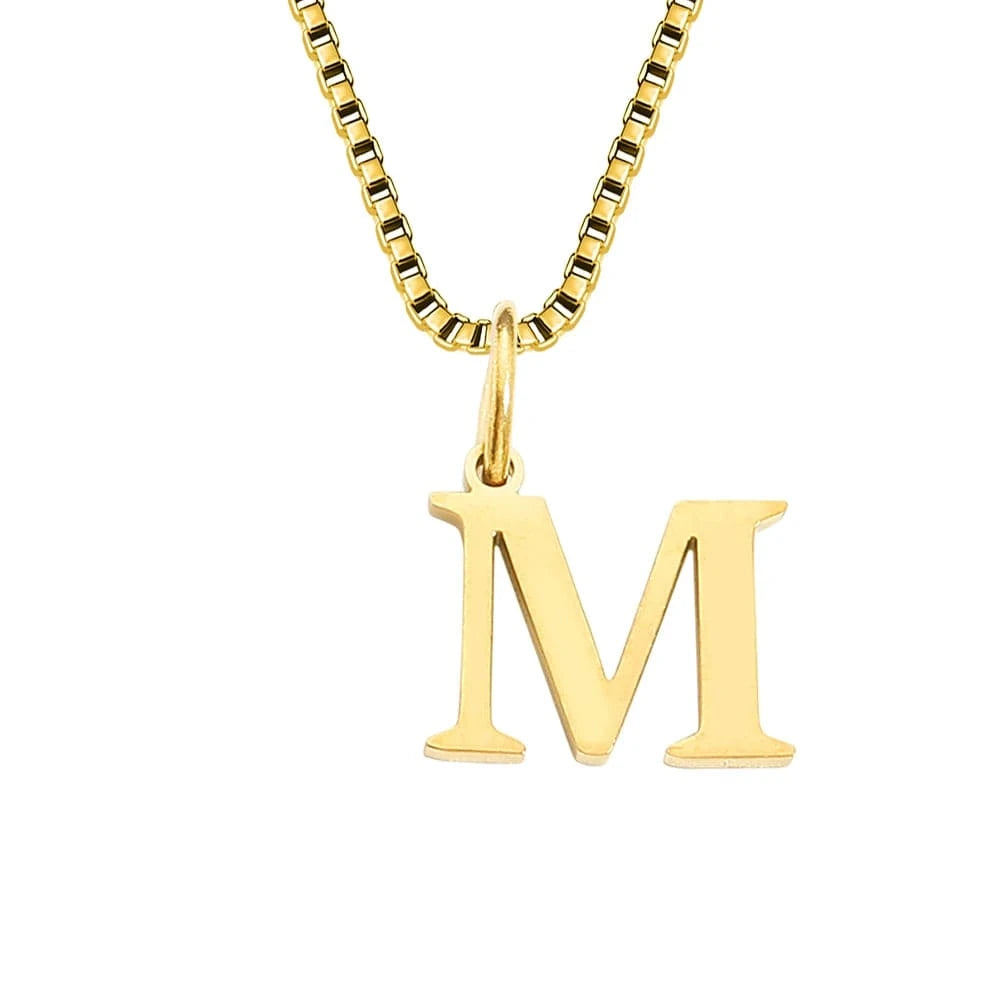 INS Stainless Steel 14K Gold PVD Plated Box Chain 10MM Letter Alphabet Initial Personalized Name Necklace Jewelry For Women