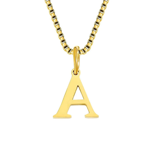 INS Stainless Steel 14K Gold PVD Plated Box Chain 10MM Letter Alphabet Initial Personalized Name Necklace Jewelry For Women