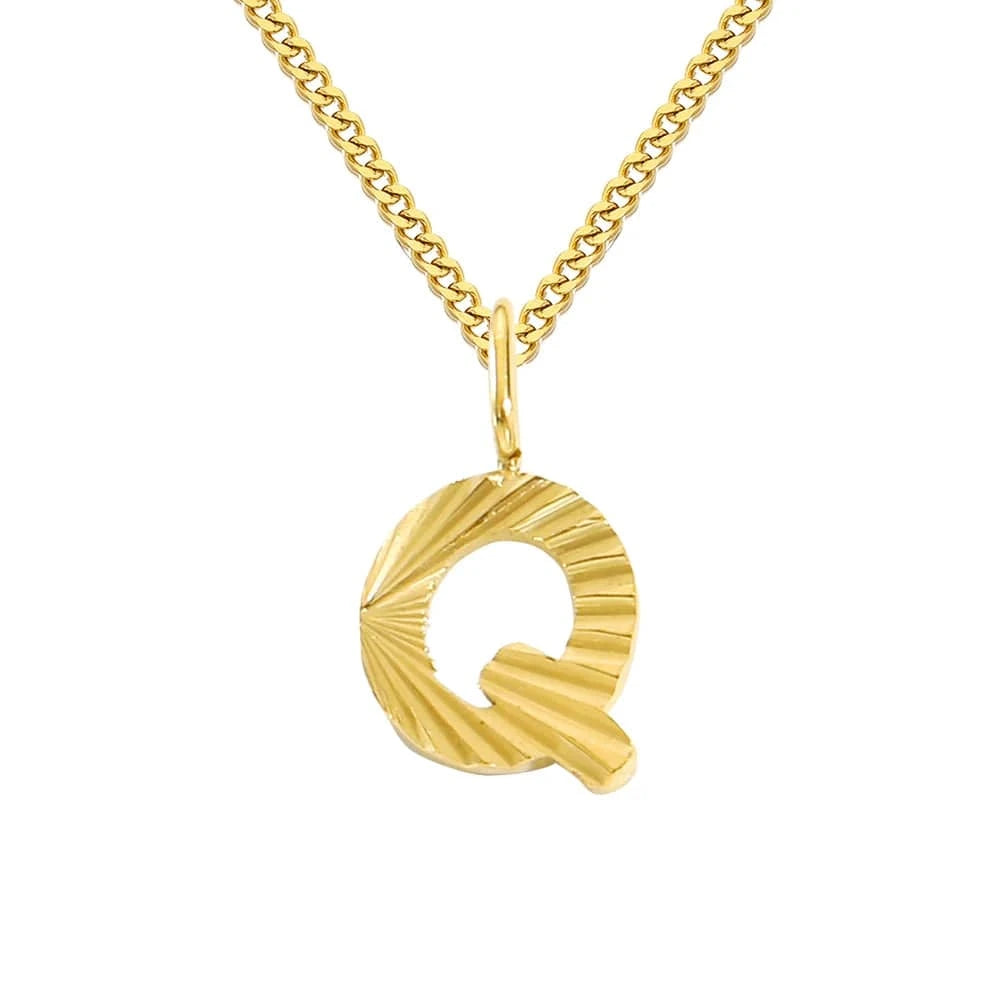 INS Stainless Steel 14K Gold PVD Plated Laser Pattern Letter Alphabet Initial Personalized Name Necklace Jewelry For Women