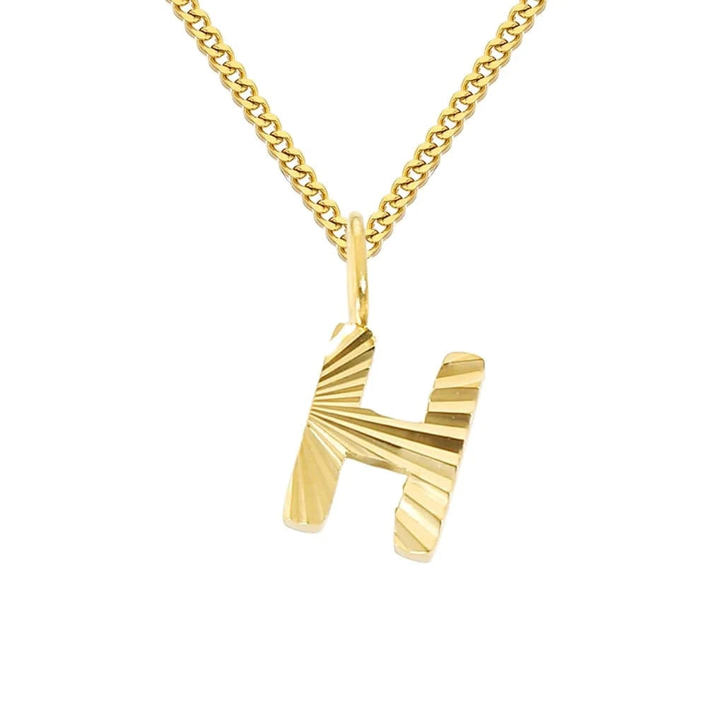 INS Stainless Steel 14K Gold PVD Plated Laser Pattern Letter Alphabet Initial Personalized Name Necklace Jewelry For Women