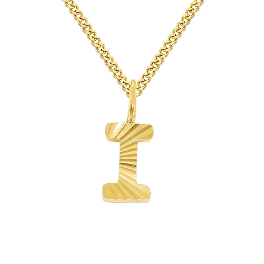 INS Stainless Steel 14K Gold PVD Plated Laser Pattern Letter Alphabet Initial Personalized Name Necklace Jewelry For Women