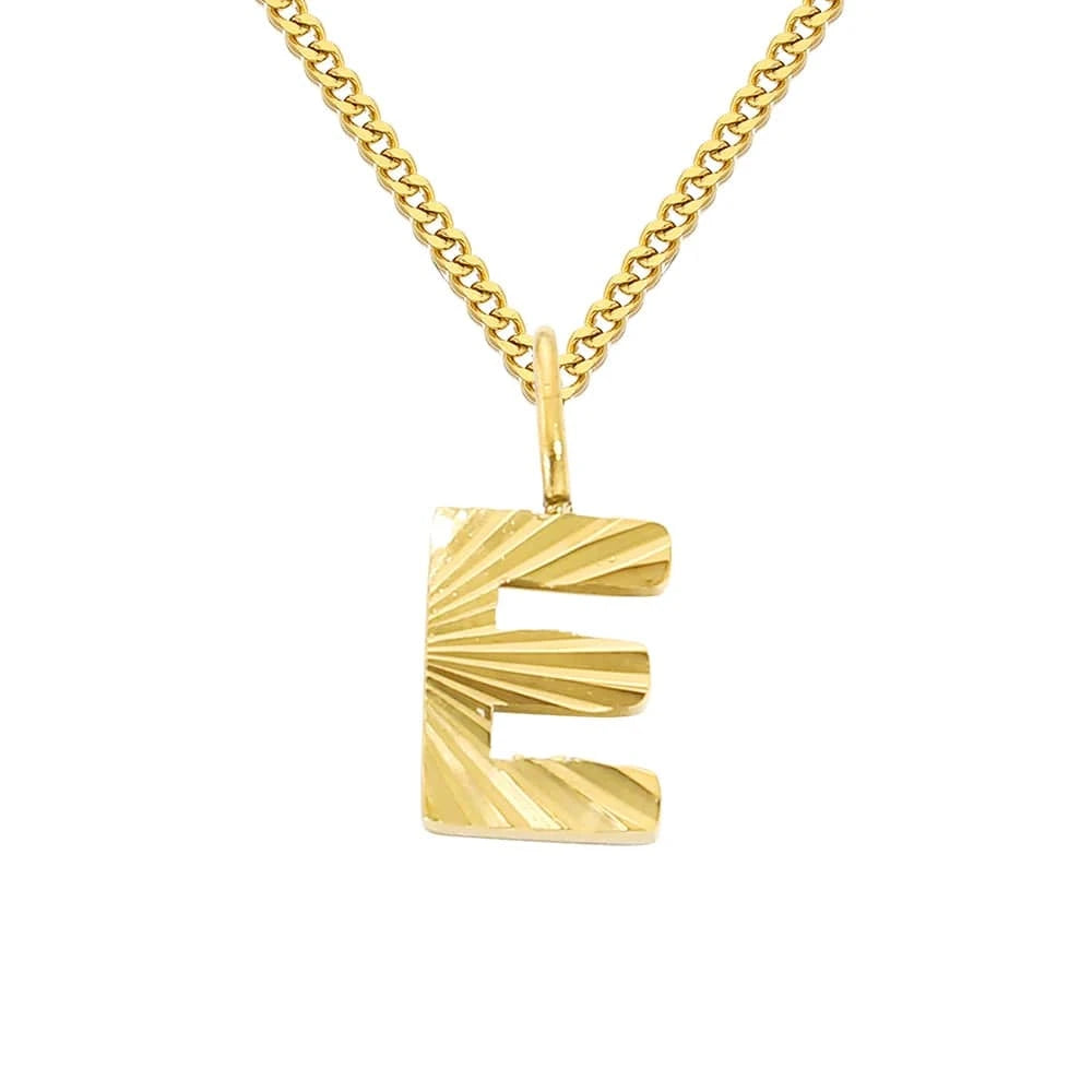 INS Stainless Steel 14K Gold PVD Plated Laser Pattern Letter Alphabet Initial Personalized Name Necklace Jewelry For Women