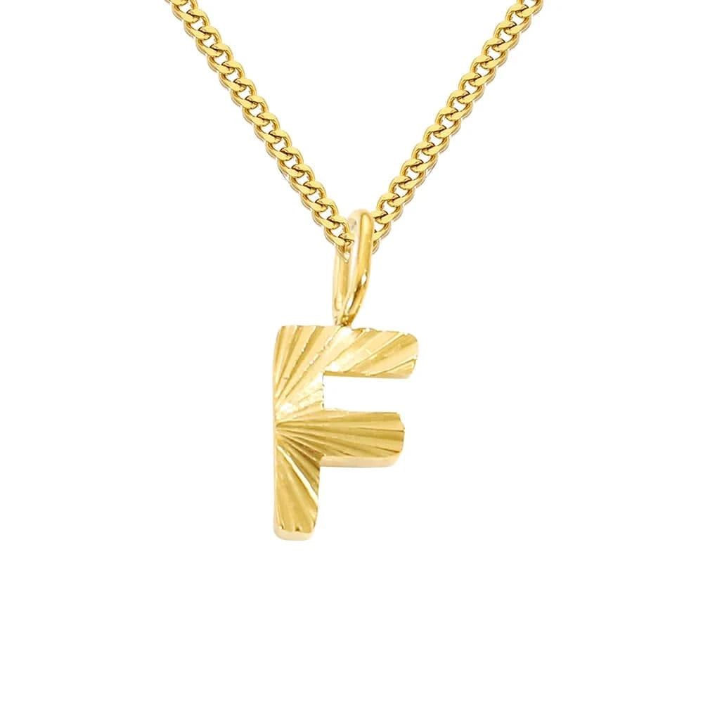 INS Stainless Steel 14K Gold PVD Plated Laser Pattern Letter Alphabet Initial Personalized Name Necklace Jewelry For Women