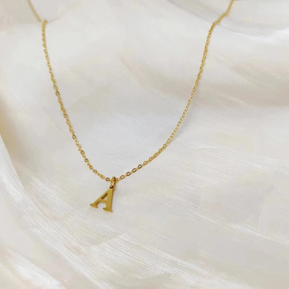 INS Stainless Steel 14K Gold PVD Plated Letter Alphabet Initial Personalized Name Necklace Titanium Steel Jewelry For Women