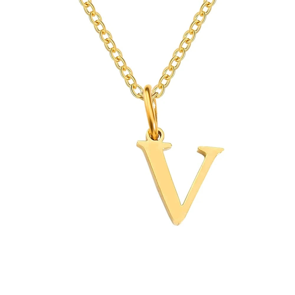 INS Stainless Steel 14K Gold PVD Plated Letter Alphabet Initial Personalized Name Necklace Titanium Steel Jewelry For Women