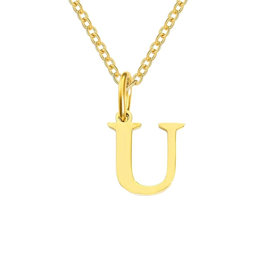 INS Stainless Steel 14K Gold PVD Plated Letter Alphabet Initial Personalized Name Necklace Titanium Steel Jewelry For Women
