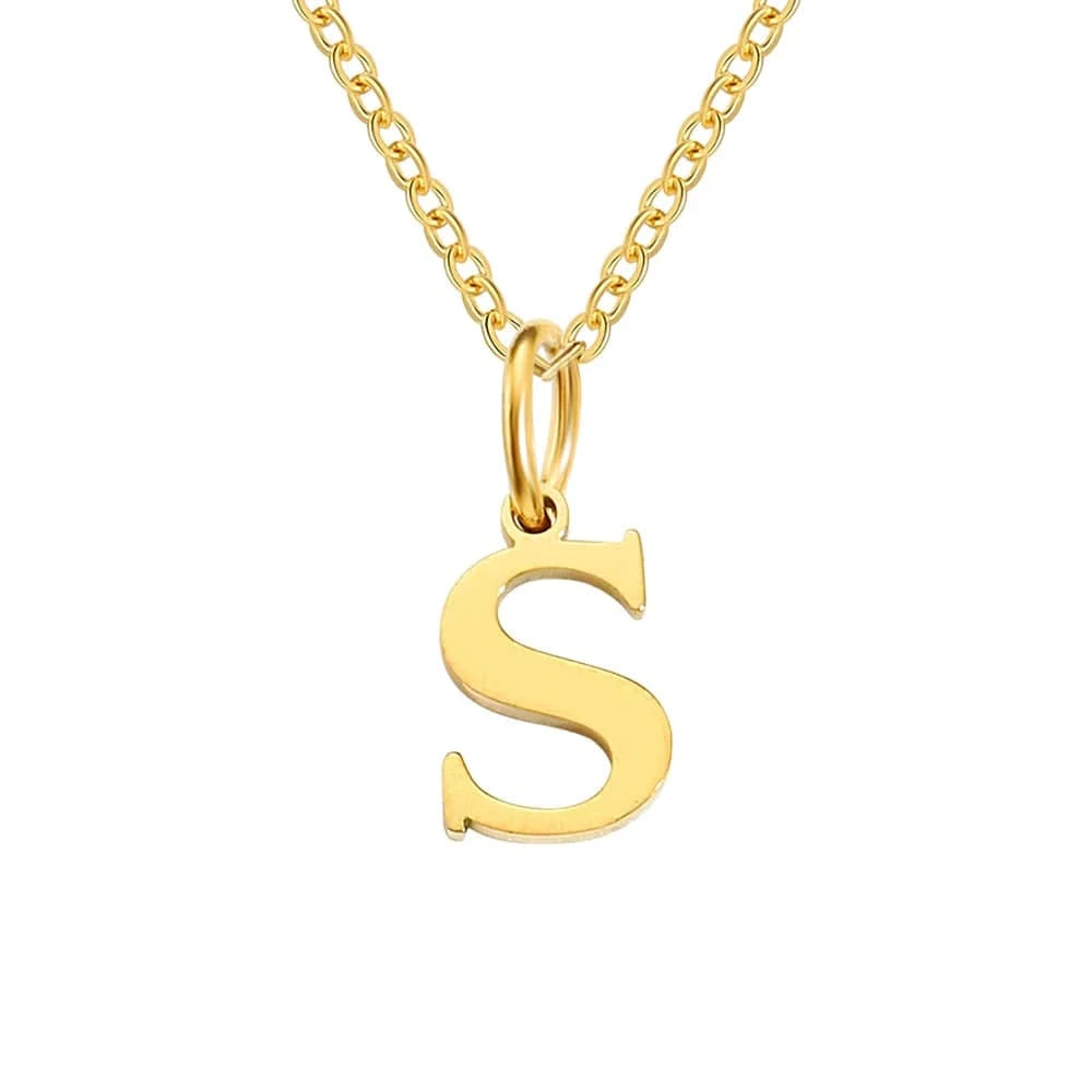 INS Stainless Steel 14K Gold PVD Plated Letter Alphabet Initial Personalized Name Necklace Titanium Steel Jewelry For Women
