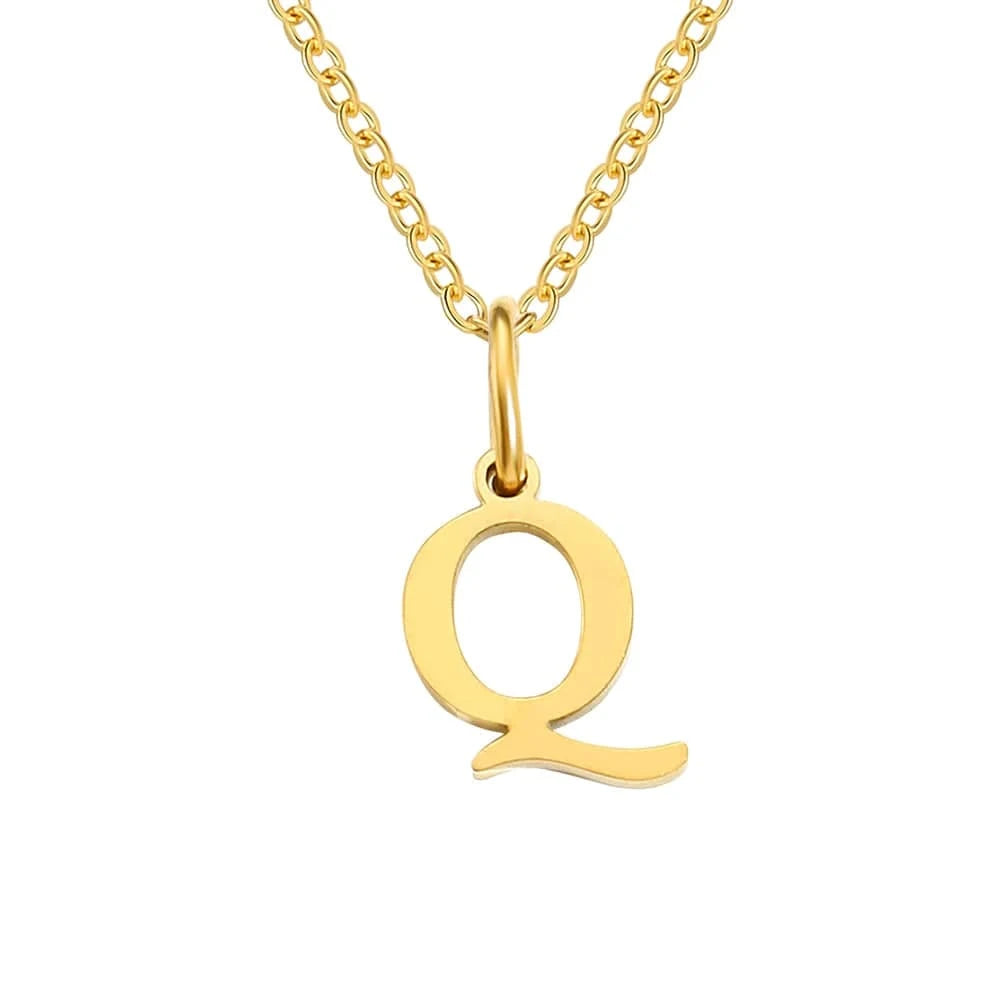 INS Stainless Steel 14K Gold PVD Plated Letter Alphabet Initial Personalized Name Necklace Titanium Steel Jewelry For Women