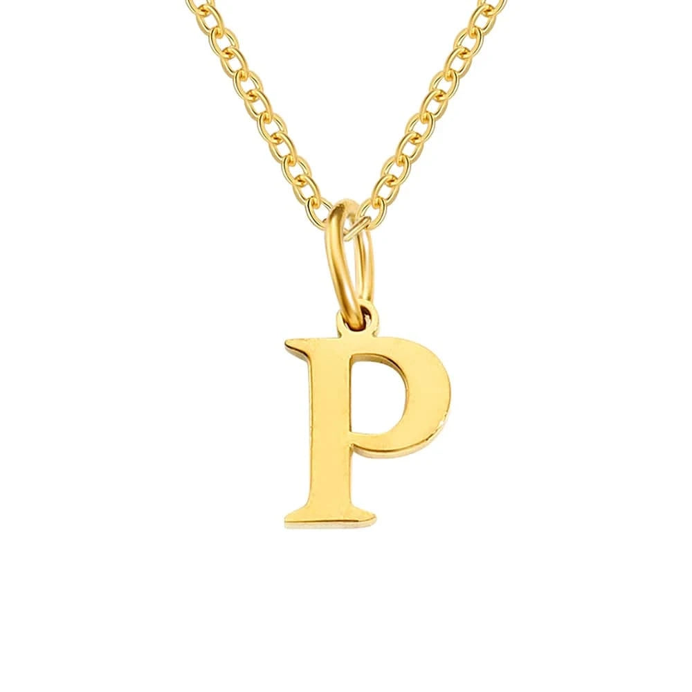 INS Stainless Steel 14K Gold PVD Plated Letter Alphabet Initial Personalized Name Necklace Titanium Steel Jewelry For Women