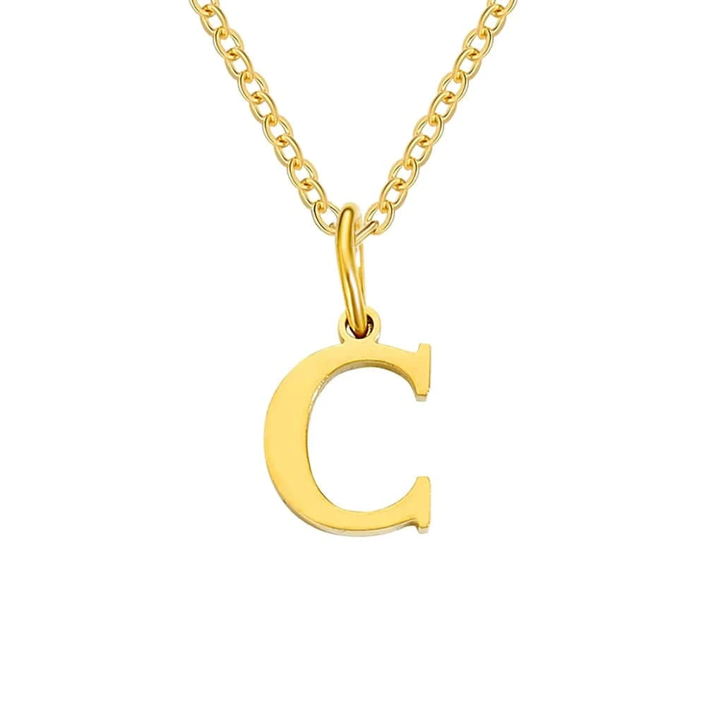 INS Stainless Steel 14K Gold PVD Plated Letter Alphabet Initial Personalized Name Necklace Titanium Steel Jewelry For Women