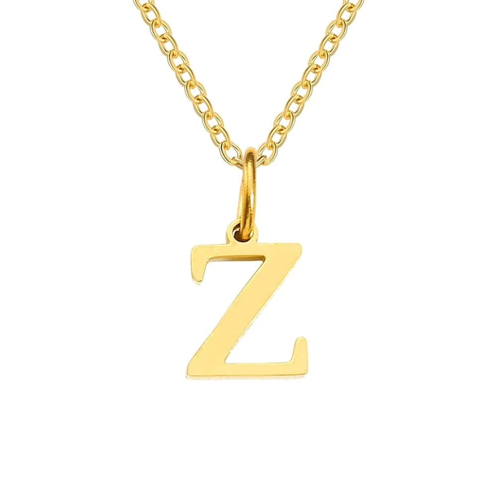 INS Stainless Steel 14K Gold PVD Plated Letter Alphabet Initial Personalized Name Necklace Titanium Steel Jewelry For Women