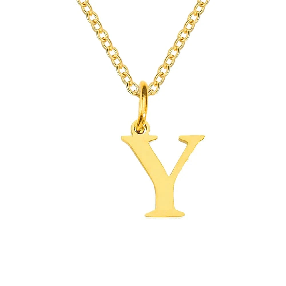 INS Stainless Steel 14K Gold PVD Plated Letter Alphabet Initial Personalized Name Necklace Titanium Steel Jewelry For Women
