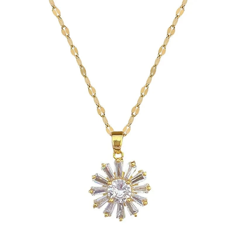 Ins Stainless Steel Heart Simple Necklace Earring Jewelry Set Sunflower Necklace Earrings Fashion Jewelry Set For Women