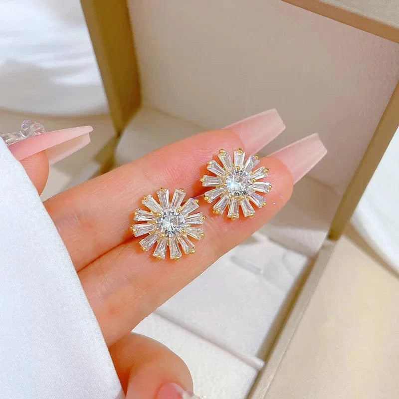 Ins Stainless Steel Heart Simple Necklace Earring Jewelry Set Sunflower Necklace Earrings Fashion Jewelry Set For Women