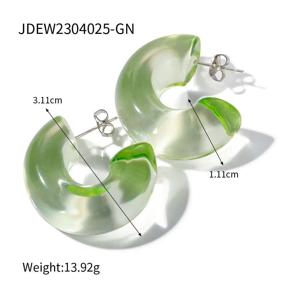 Ins Style / Gold 1 New Style Candy Color Chunky Transparent Half Round Earring Eco-friendly Resin Material C Earrings for Women